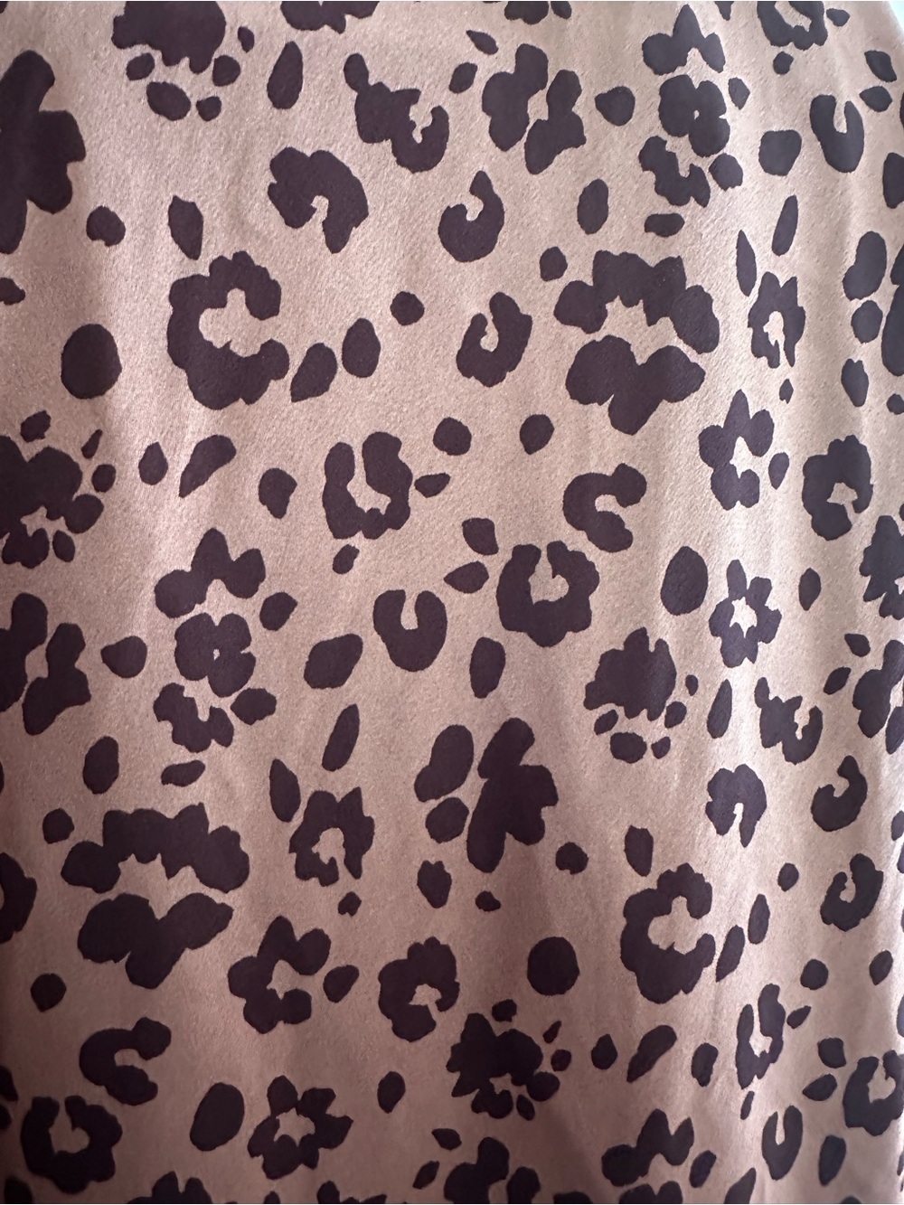 A New Day Leopard Print Slip Dress XL Tan/Black Silky Midi w/ Asymmetrical Slit - Picture 7 of 10